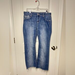 ND WEEKEND bootcut Blue Trimmed jeans Sz 12 Embroidered Back